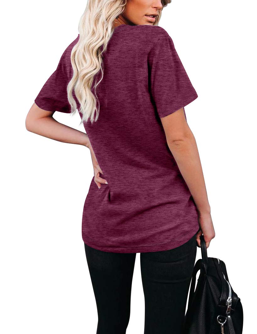 WIHOLL Womens Tops Casual Short Sleeve T Shirts for Summer Plum XXL
