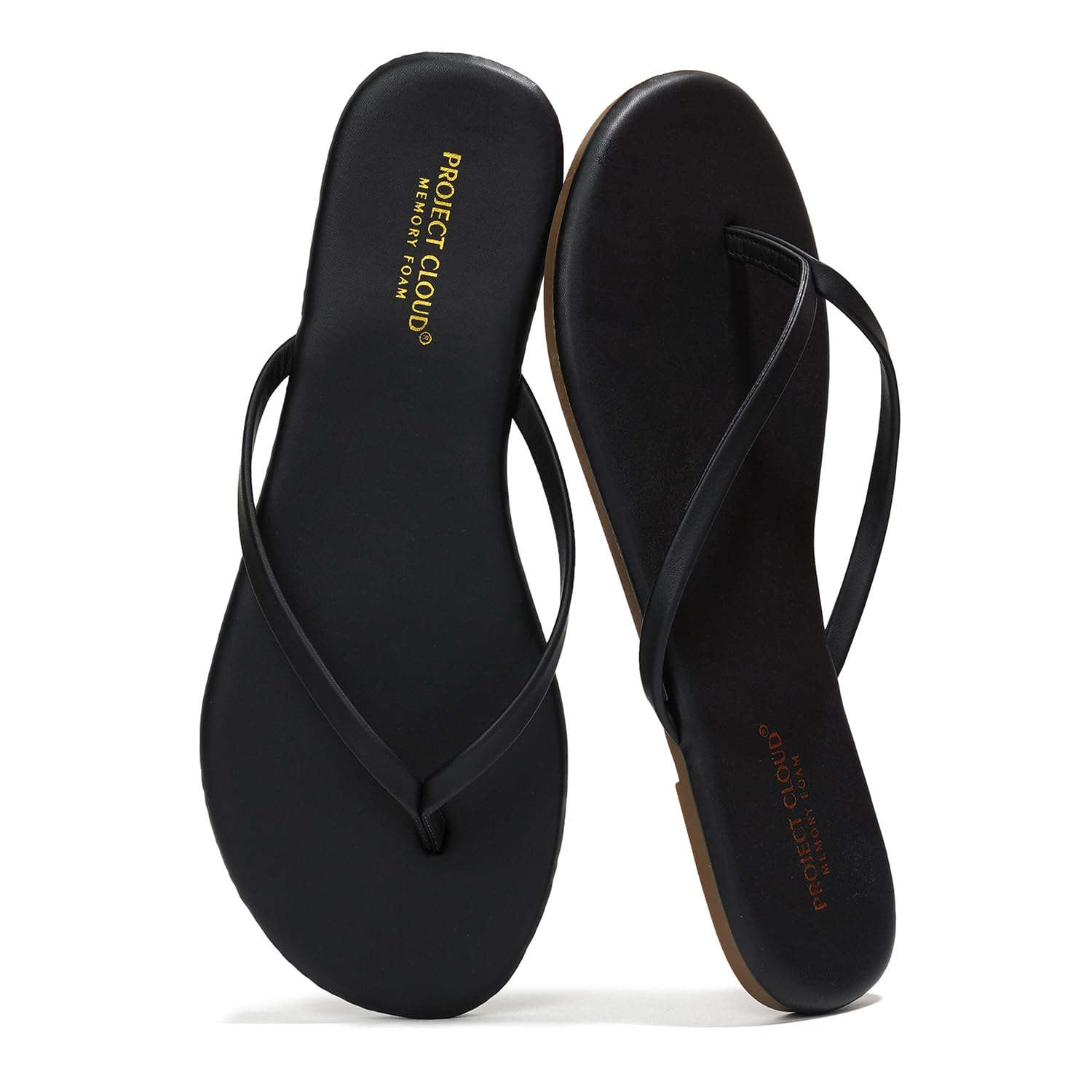 Project Cloud Flip Flops for Women Footwear- Lightweight and Memory Foam Insole Sandals for Women 2026 - Durable Non-Slip Beach Essentials Flats for Women Sandals (Foundations, Black, 8)