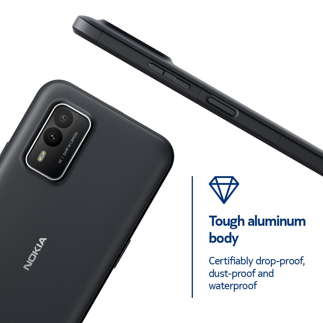 Nokia XR21 5G | Android 12 | Unlocked Rugged Smartphone | Dual SIM | US Version | 6/128GB | 6.49-Inch Screen | 64MP Dual Camera | Midnight Black