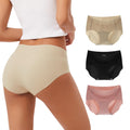 INNERSY Women's Seamless No Show Hipster Panties Invisible Light Underwear 3-Pack(Black/Brick Red/Nude,Large)