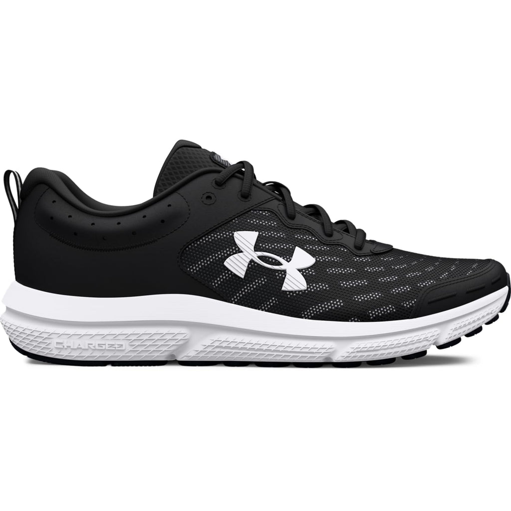 Under Armour Men's Charged Assert 10 Shoes, (001) Black/Black/White, 10.5
