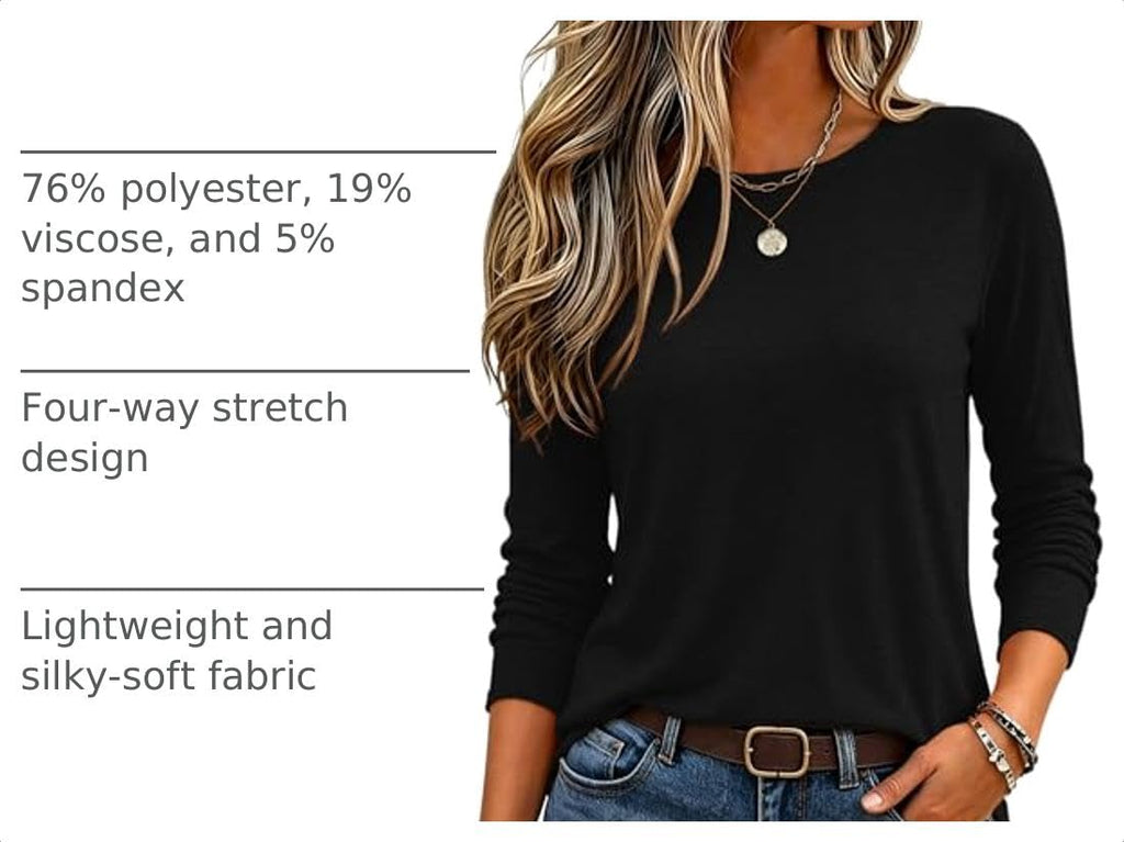 Zeagoo Womens Tops Long Sleeve Business Casual Outfit Crewneck Fall Outfit