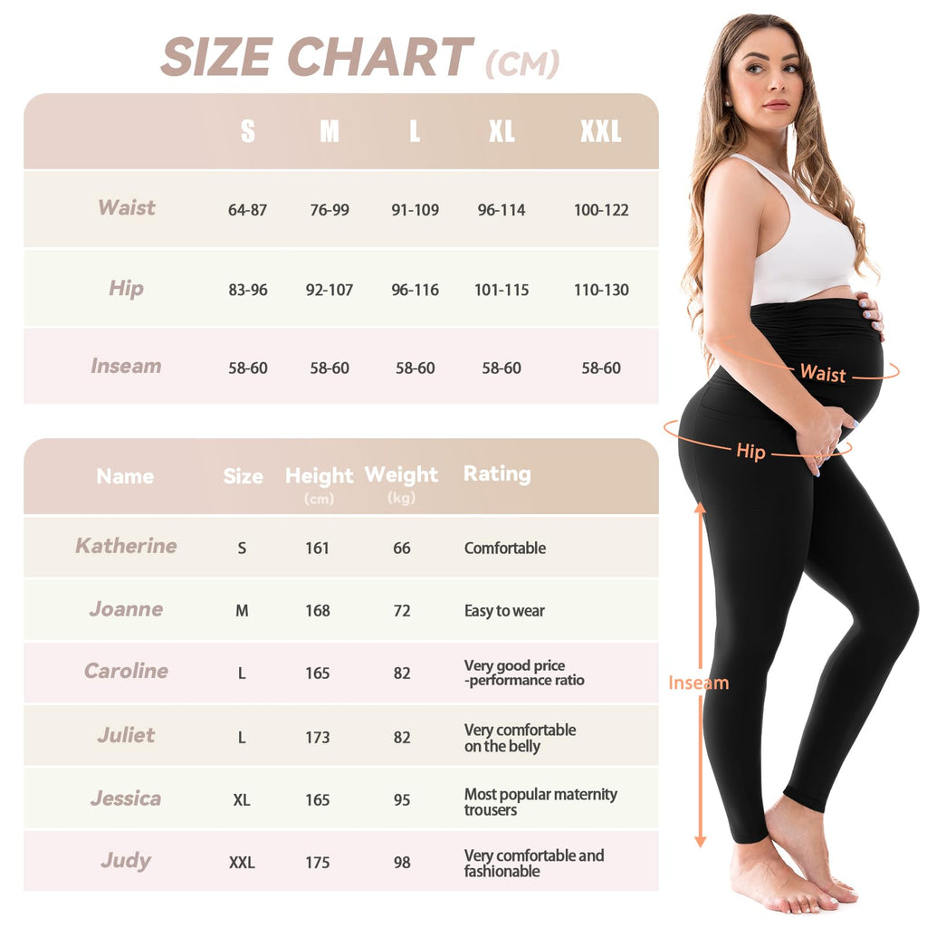 Walifrey Women's Maternity Leggings with Pockets Over The Belly,Pregnancy Yoga Pants Activewear Workout Leggings Burgundy M