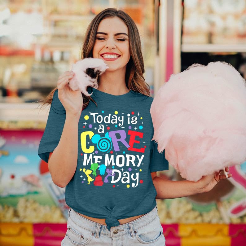 Magical Shirt for Women Funny Today is A Core Memory Day Letter Print T Shirts Cute Family Vacation Graphic Tee Tops Green