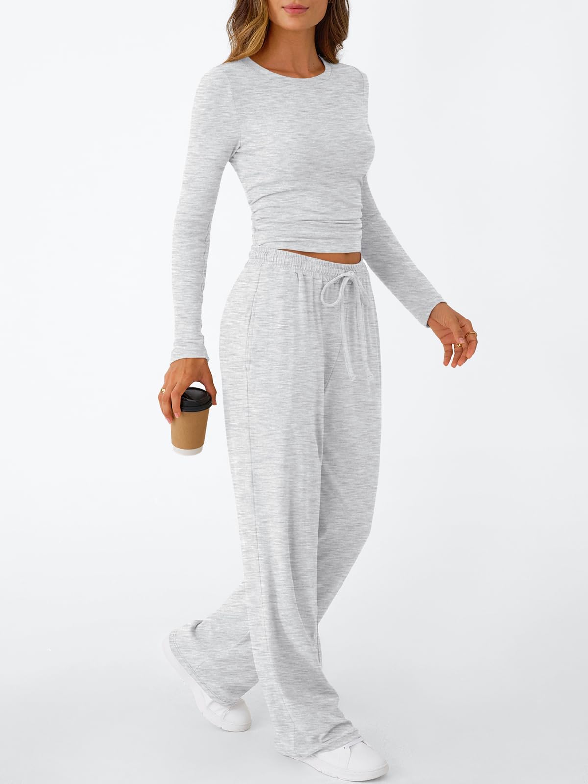 Trendy Queen Womens Two 2 Piece Matching Lounge Sets 2025 Early Fall Fashion Must Haves Y2K Workout Gym Clothes Comfy Airport Travel Vacation Luxury Outfits Sweatsuit Winter Clothing