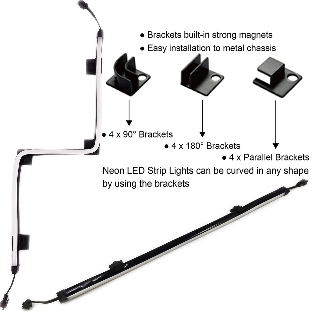 airgoo Addressable RGB PC LED Strip, AG-NEON-LS1 Diffused Silicon Rubber Tube Neon Strip, for 5V 3-pin argb Header or AG-DRGB16 SignalRGB Controller(Not Included), Come with Magnetic Brackets