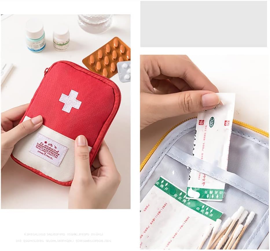 JJLFresheners 4Pcs Empty Travel Mini First Aid Pouch, Portable Outdoor First Aid Medical Rescue Bag Multi-Function Emergency Medicine Storage Organizer Bag Health and Household Supplies (Small)