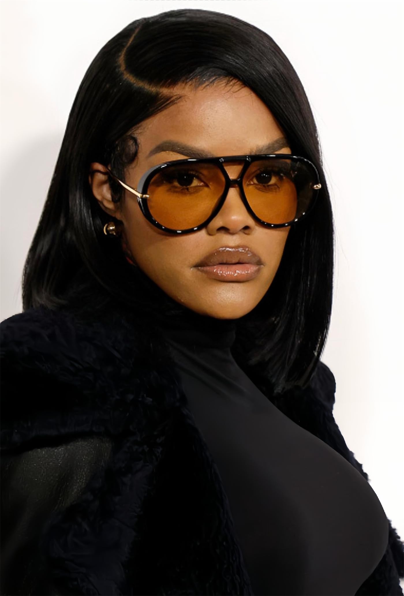 GUVIVI Retro Gold Aviator Sunglasses for Women Men, 2026 Metal Oversized 70s Aviators Black Sun Glasses