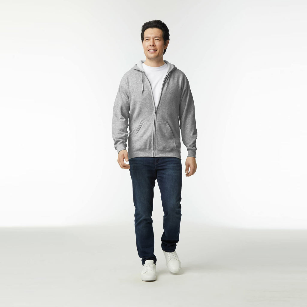 UGP Campus Apparel Gildan Men's Fleece Zip Hooded -Sweatshirt, Style G18600, Black, Large