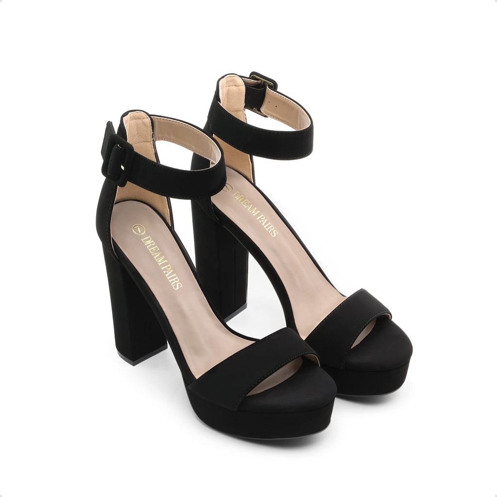 DREAM PAIRS Womens HI-LO High Heel Platform Pump Sandal Orinthia,Size 7,Black/Nubuck,HI-LO