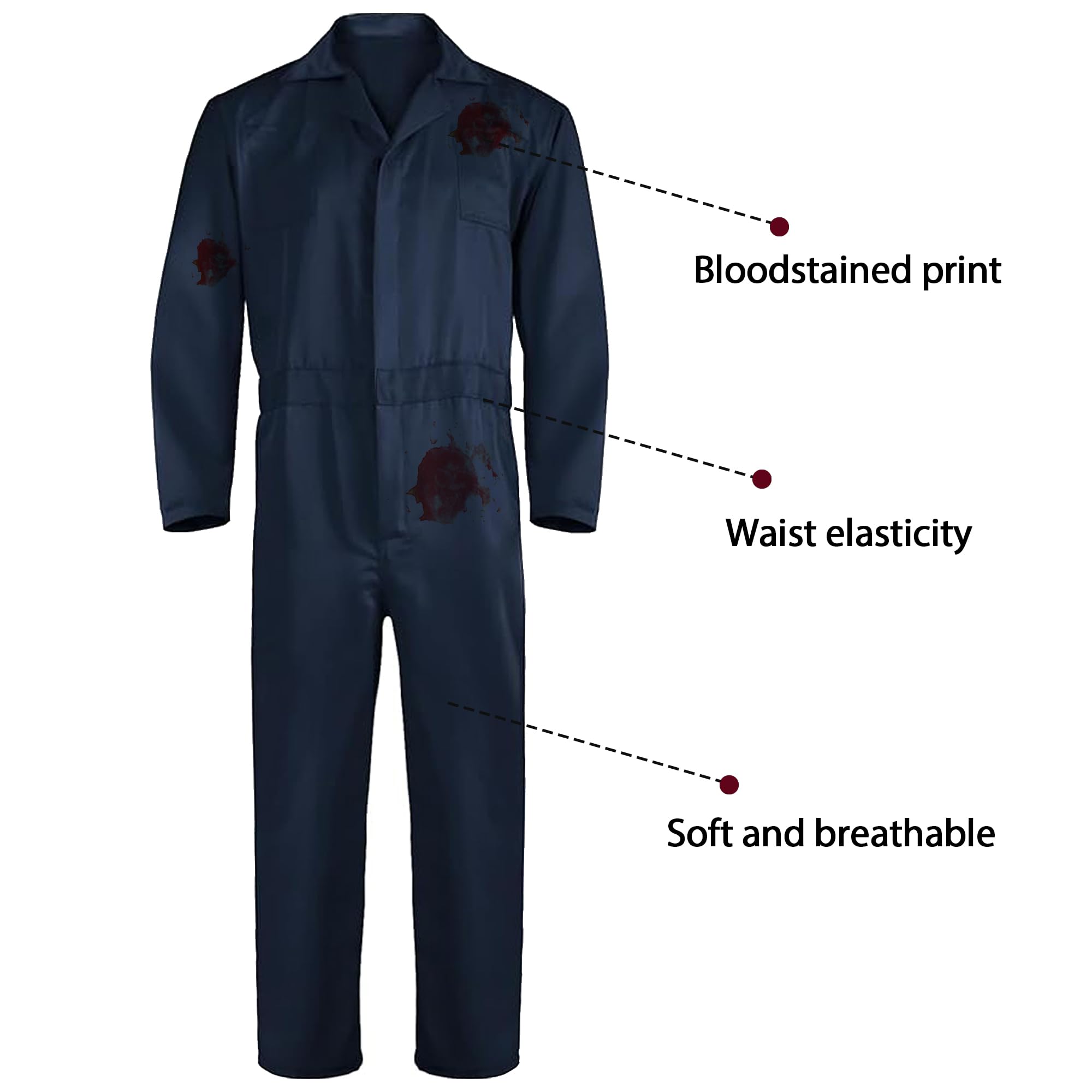 CICOCI Adule Navy Blue Coverall With Mask Accessories Horror Movie Charator Cosplay Halloween Costume For Men Full Set