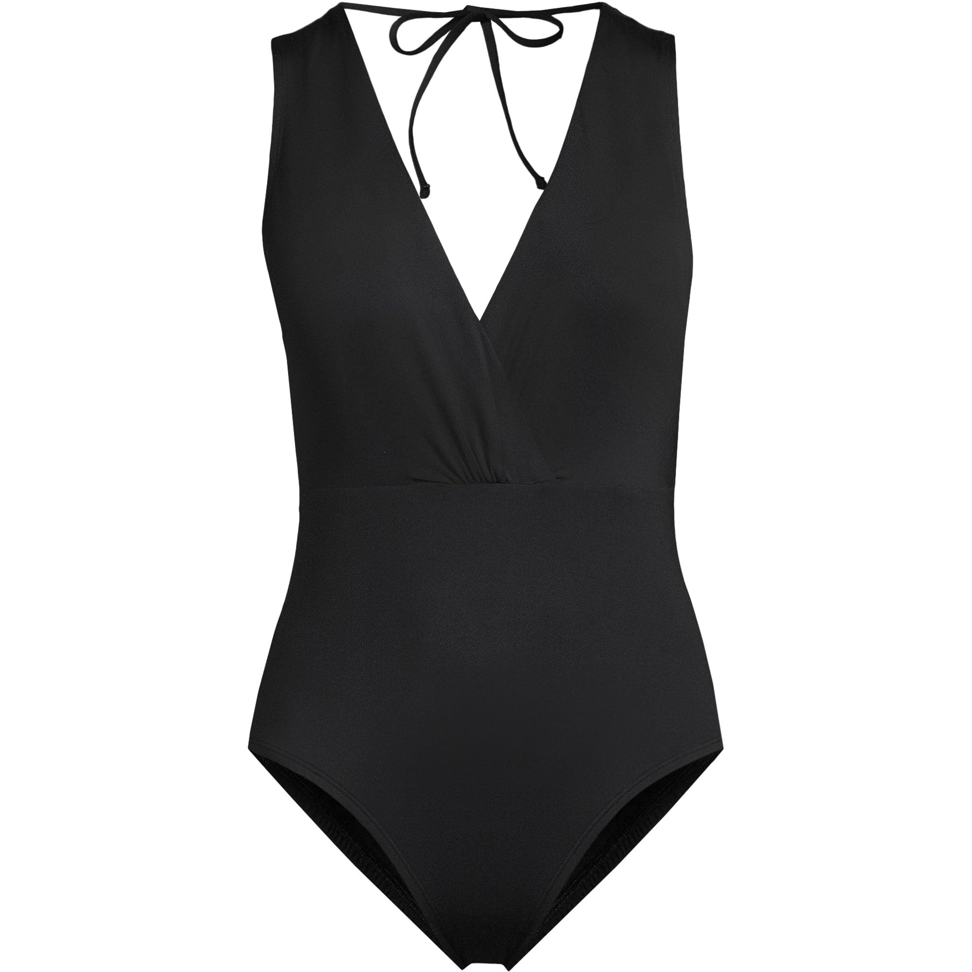 Lands' End Women's Surplice Tie Back One Piece X-Small Black