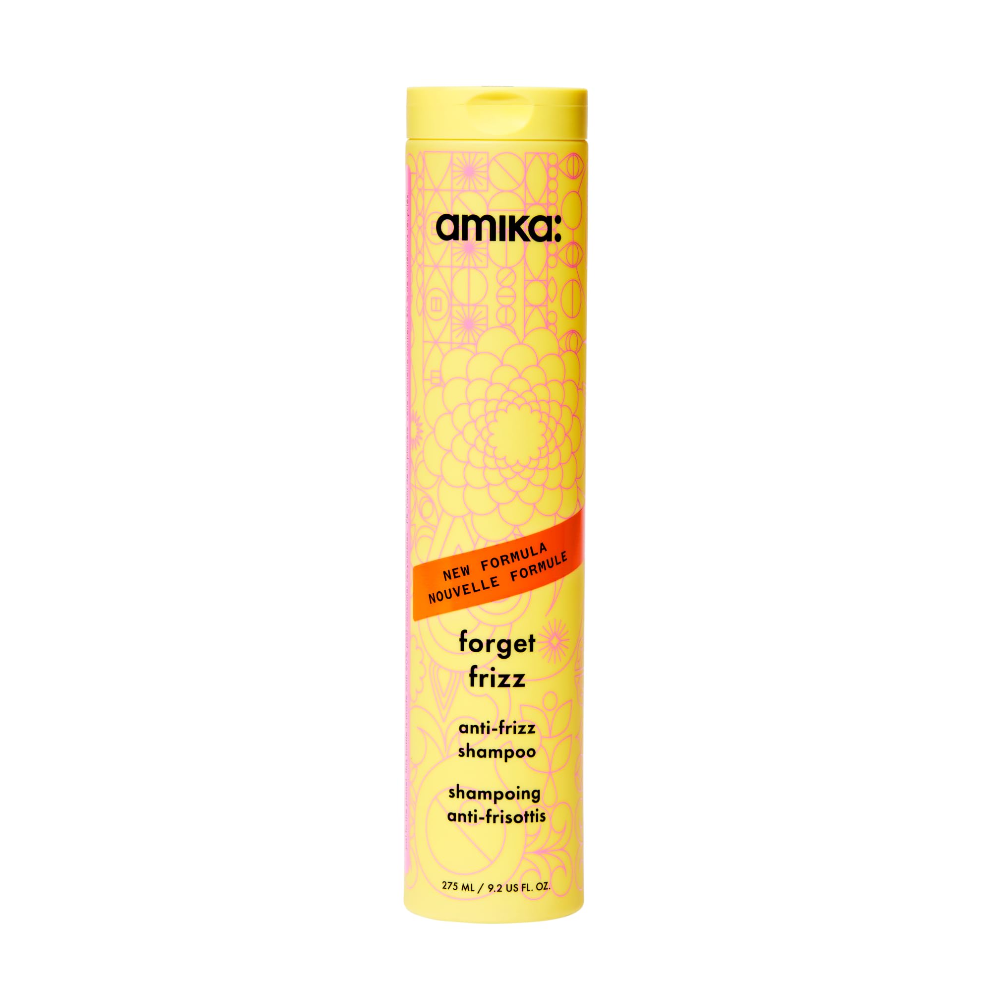 amika forget frizz anti-frizz shampoo, 275ml | smoothing, humidity protection, up to 72 hour frizz control + lightweight hydration, for medium to thick coarse hair types 2a-4c