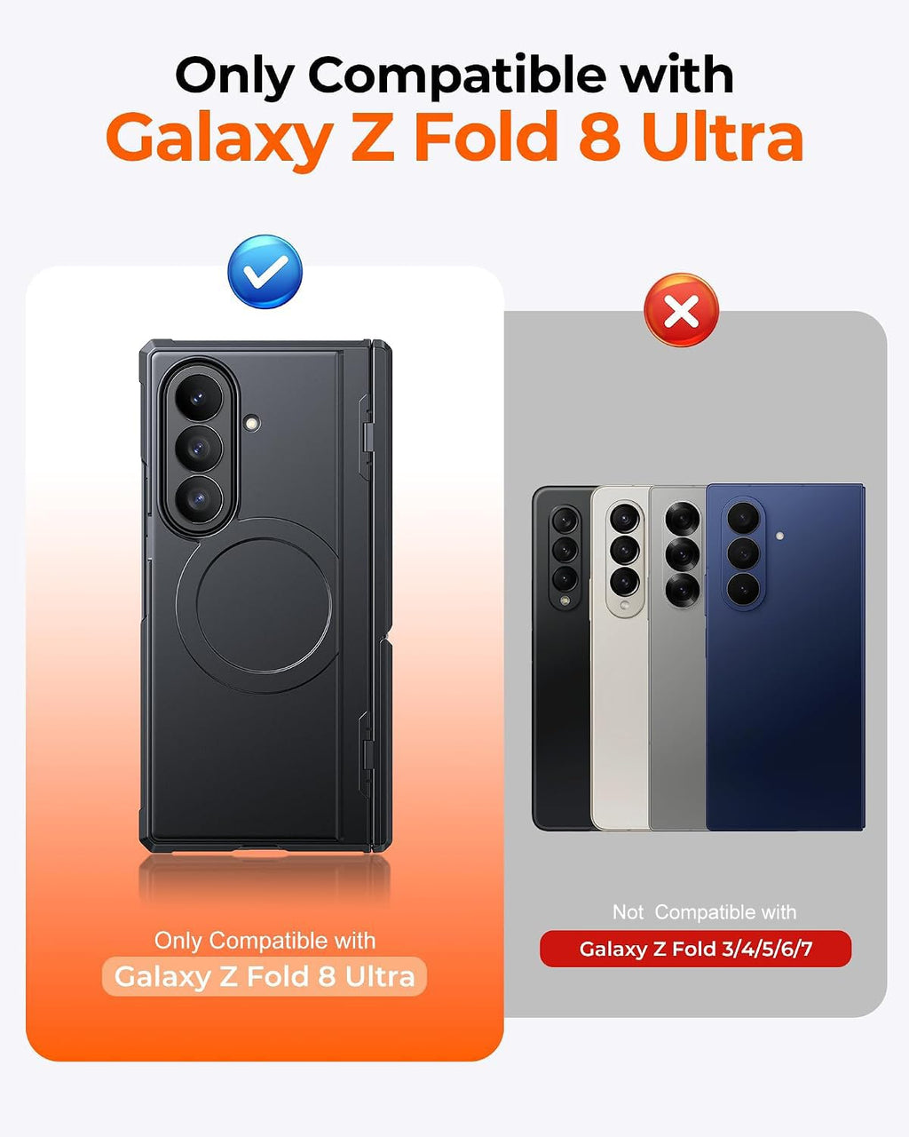 Kaiiecal for Samsung Galaxy Z Fold 8 Ultra Case [Fit for Magsafe] [Dual-Kickstand] [Hinge Protection & Screen Protector] Full Body Shockproof Phone Cover for Samsung Z Fold 8 Ultra 2026 5G, Black