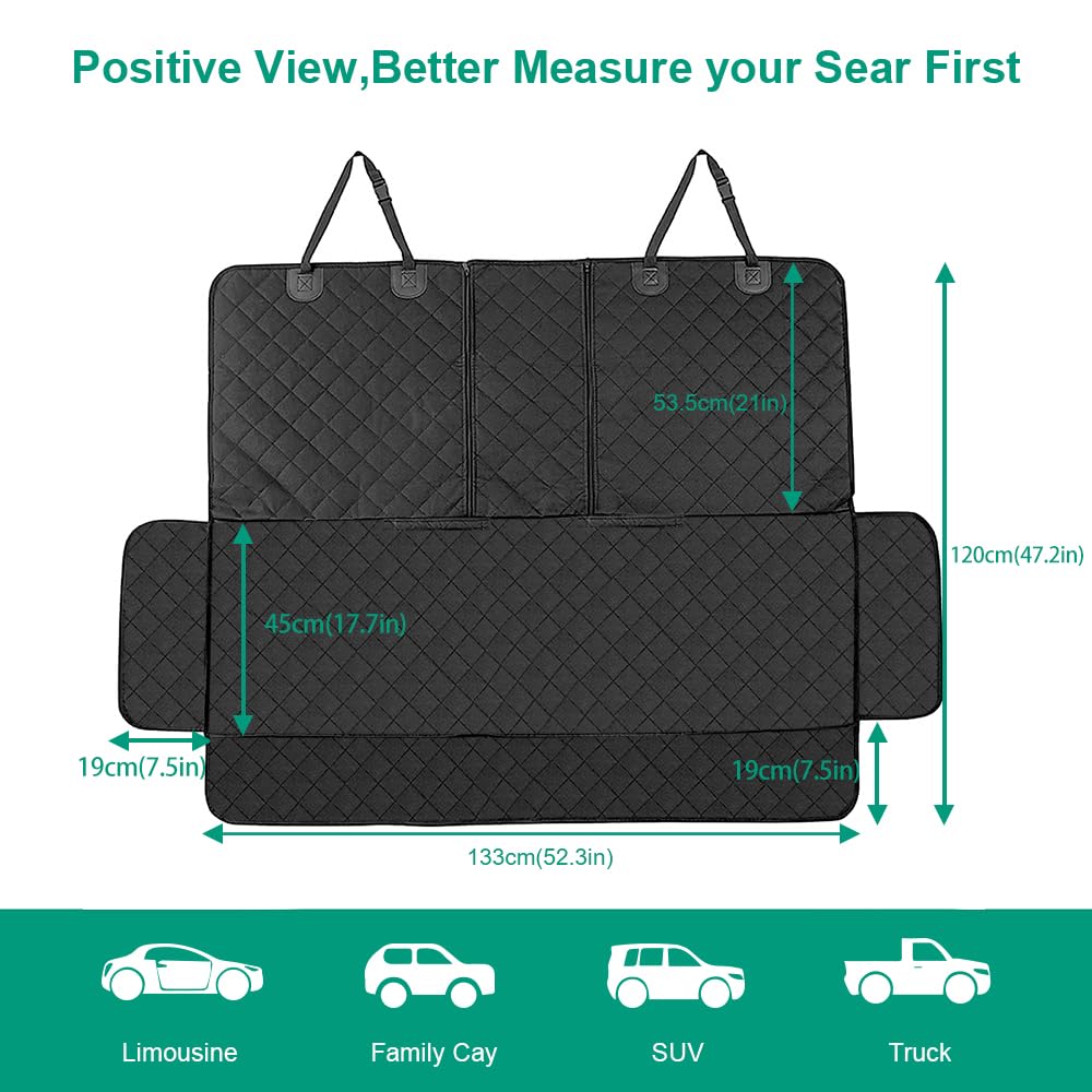ANOSOSPECIAL Dog Car Seat Cover for Back Seat Cover,Non Stick Fur Rear Seat Protector for Pet,Nonslip Waterproof Durable Universal Fit Interior Backseat Covers for Auto Van SUV