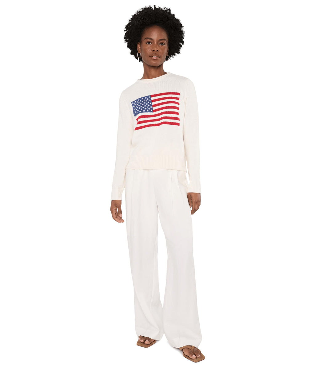 vineyard vines Katie Cotton Americana Rollneck Sweater, White Cap, M