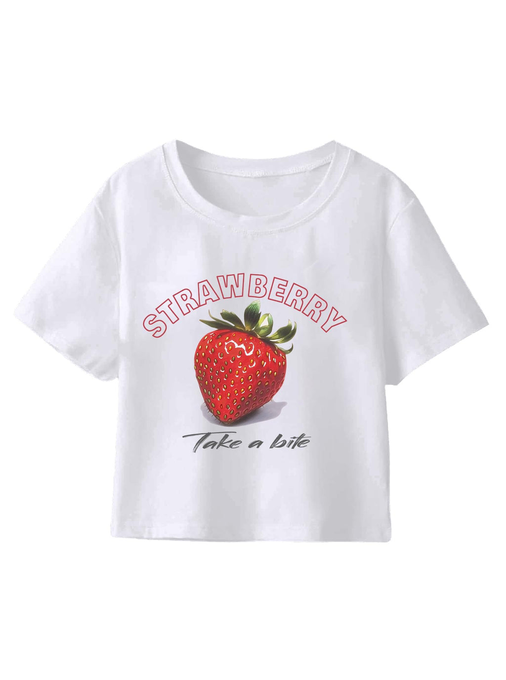 Hilinker Womens Short Sleeve Graphic Crop Tops Vintage Tees Summer Cute T Shirts White Red Strawberry Large