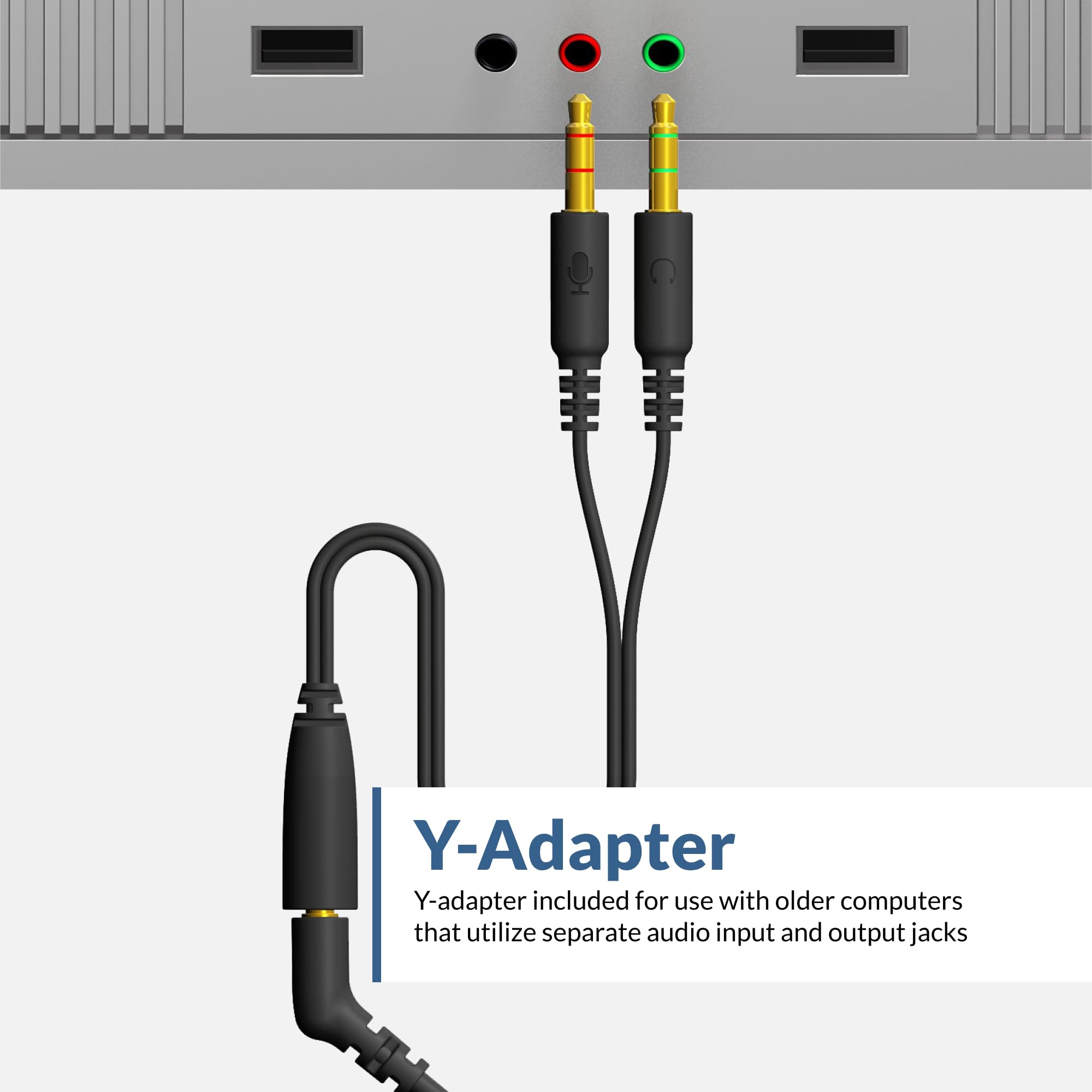 Cyber Acoustics Stereo Headset (AC-204), 3.5mm Stereo & Y-Adapter, Home, K12 School Classroom and Education