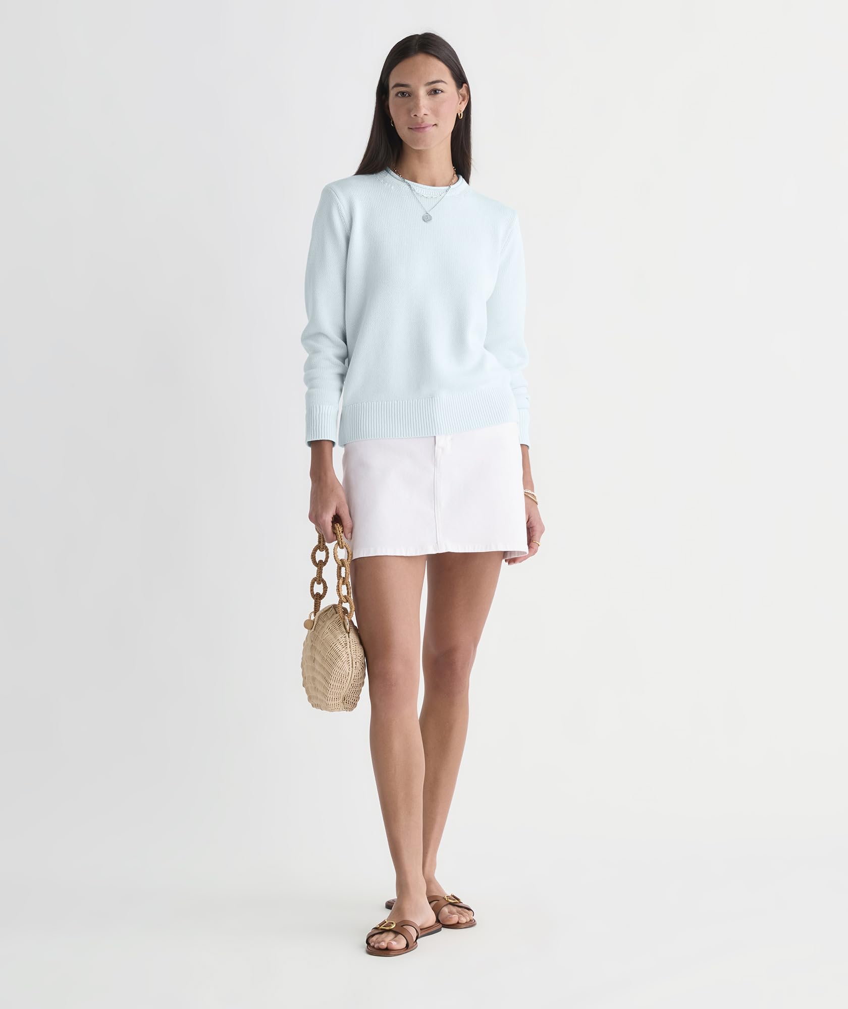 vineyard vines Katie Cotton Rollneck Solid Sweater, Rocks Blue, XL