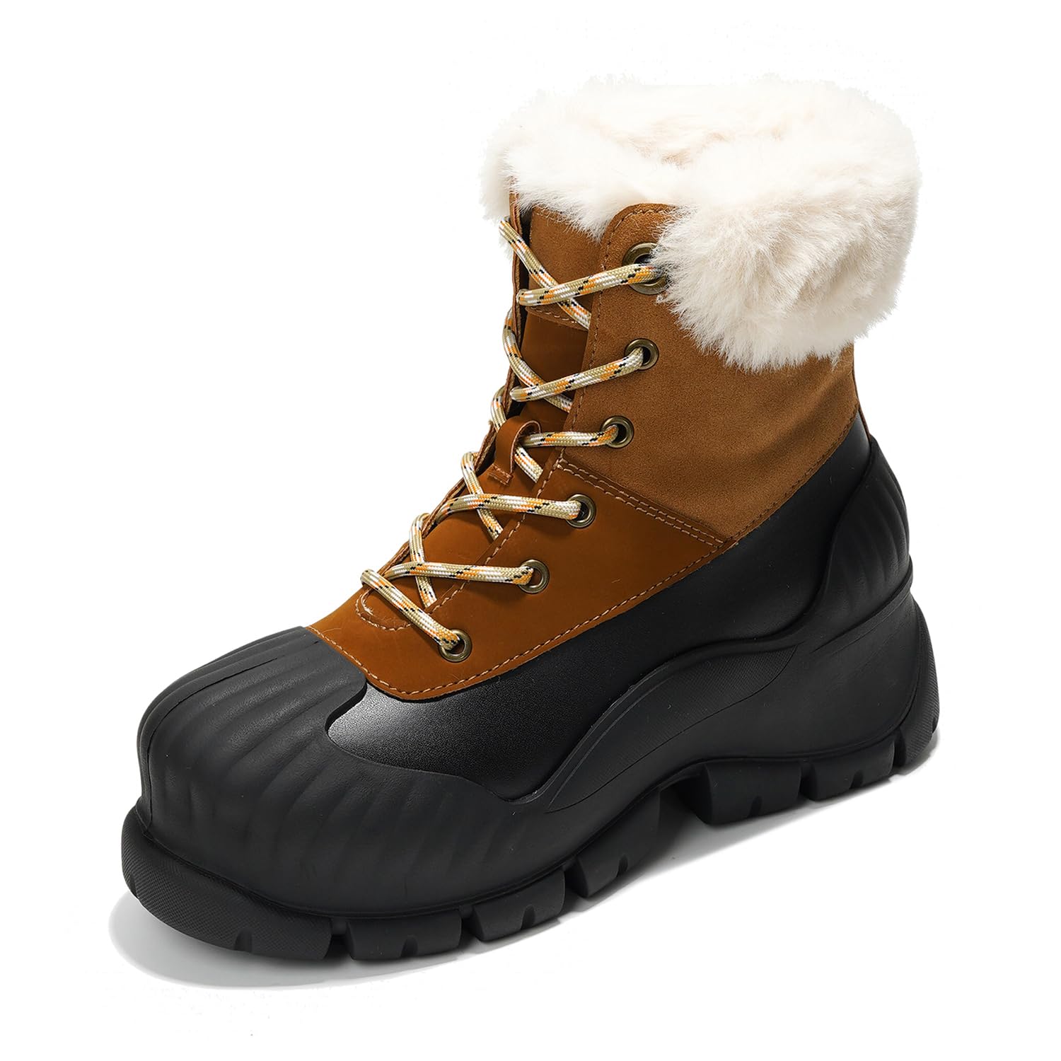 Project Cloud Snow Boots for Women Waterproof Genuine Leather 2.5" Platform Wedge Boots - Memory Foam Fur Boots Winters Boots for Women Non-Slip Rain Boots Women's Snow Boots (Lydia, BRWN, 6)