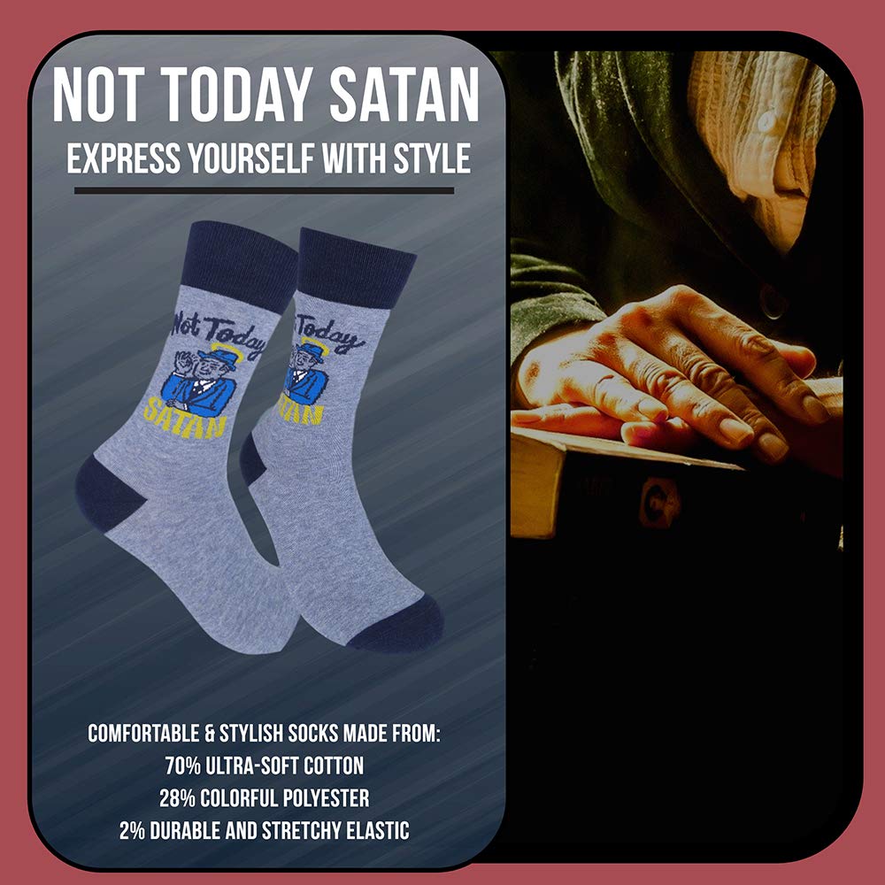 FUNATIC Not Today Satan Fun Novelty Dress Socks for Men and Women