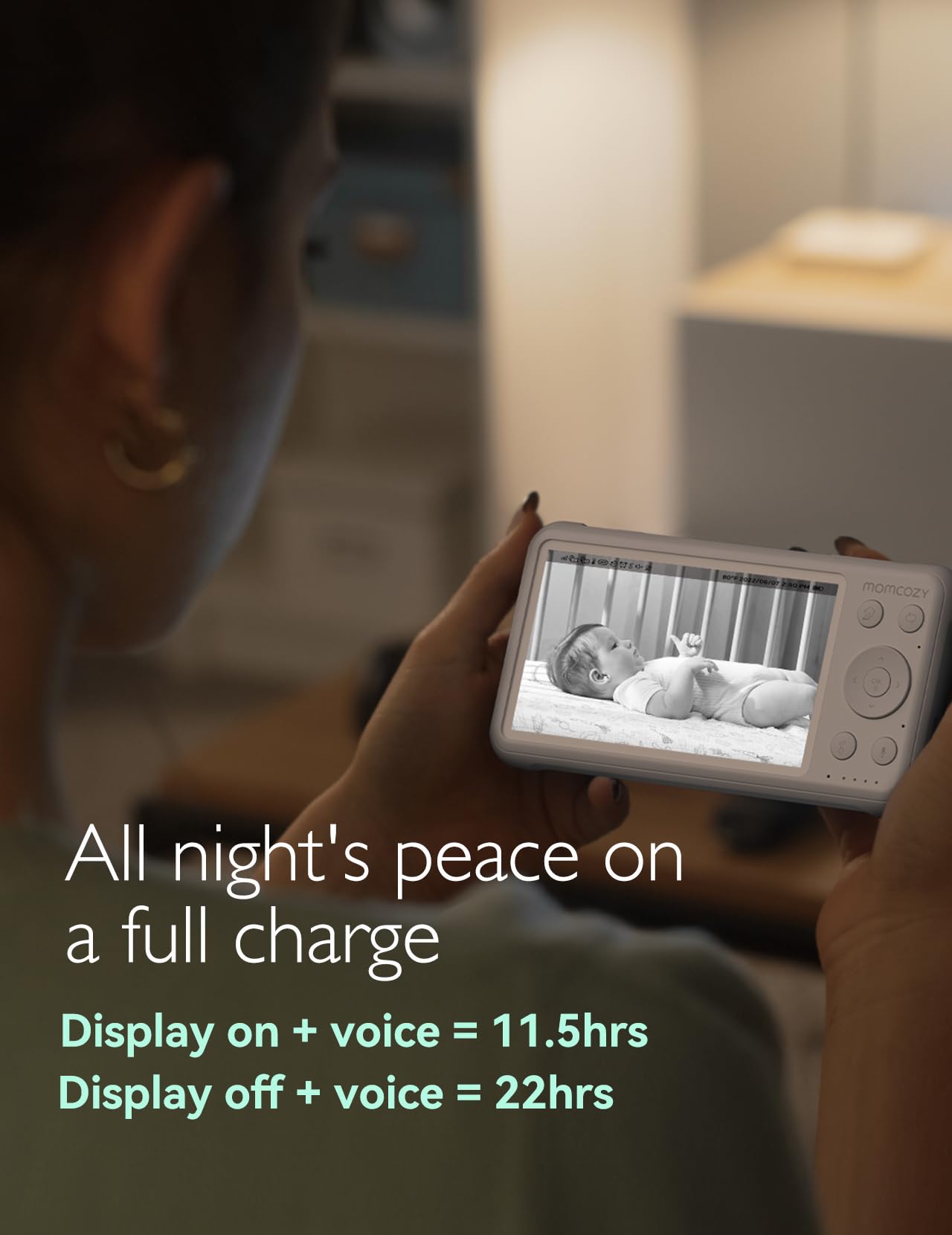 Momcozy Video Baby Monitor, 1080P 5" HD Baby Monitor with Camera & Wall Mount, Infrared Night Vision, 5000mAh Battery, 2-Way Audio, Temperature Sensor, Lullabies, 960ft Range, Ideal for New Moms, BM01