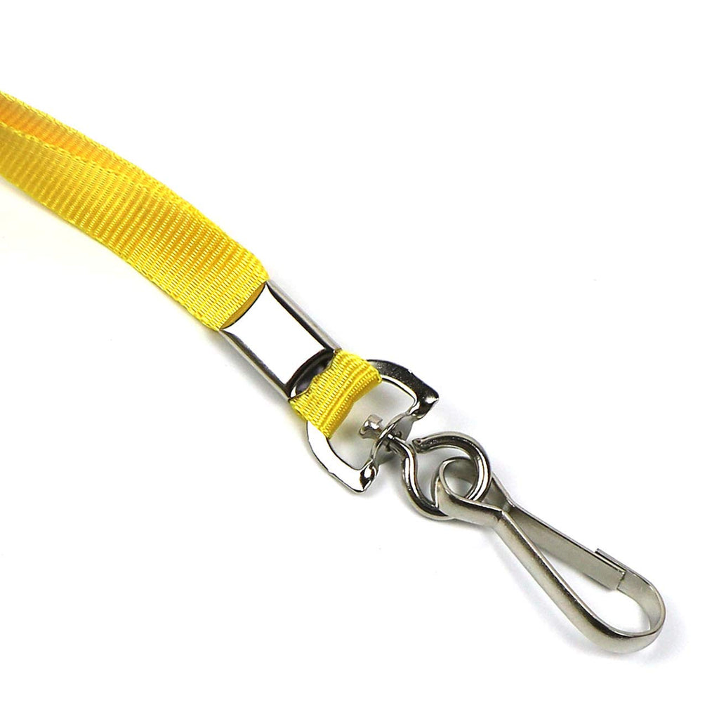 Beebel Yellow Lanyards 100 Pcs Lanyard for Id Badges Flat Lanyard with Badge Clip with J-Hook (Yellow)