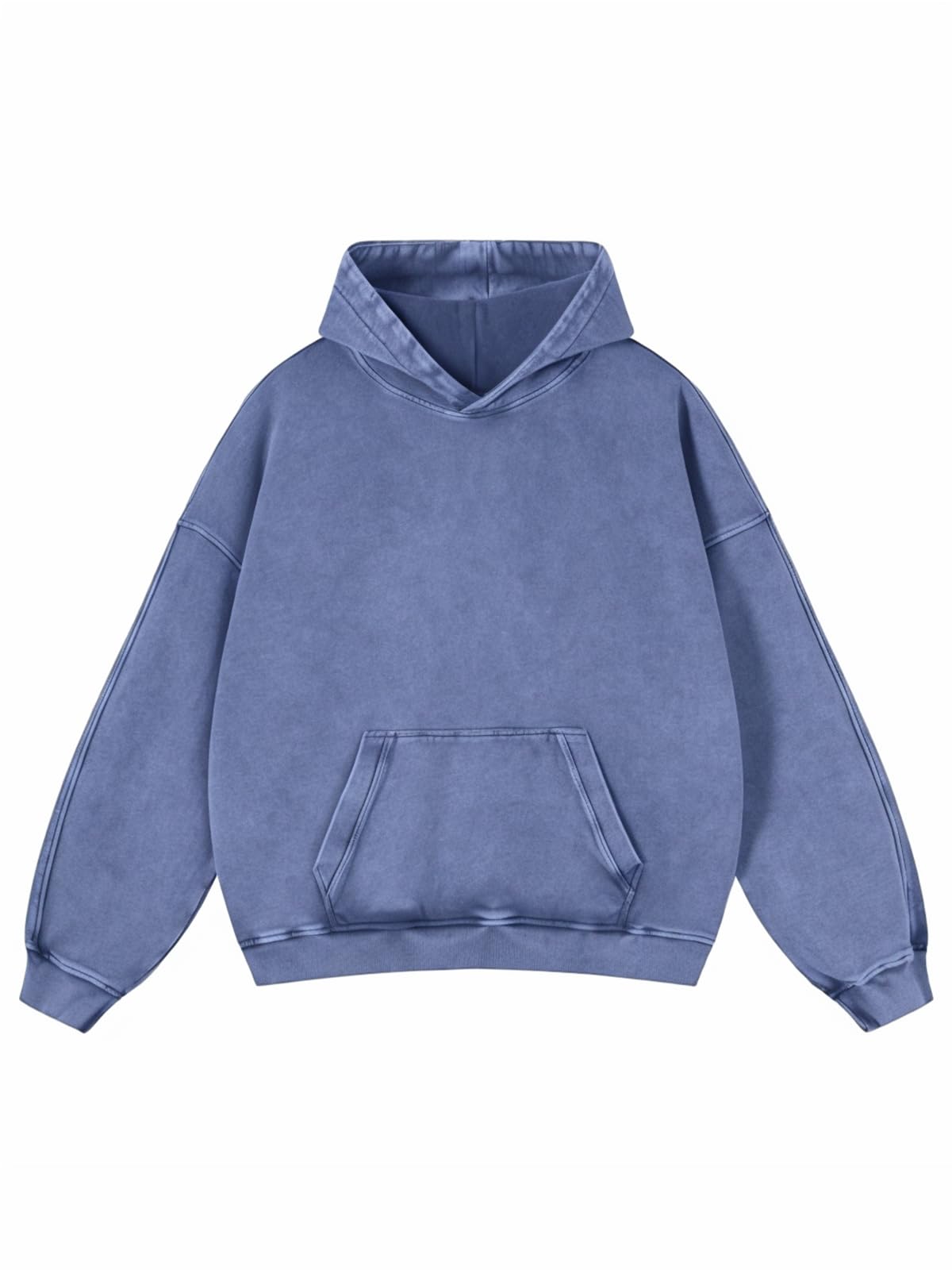 Adenorah Womens Y2K Cute Hoodies Mens Oversized Fall Acid Wash Blank Preppy Hoodies Pullover Heavyweight Designer Hooded Sweatshirt, Blue, Medium