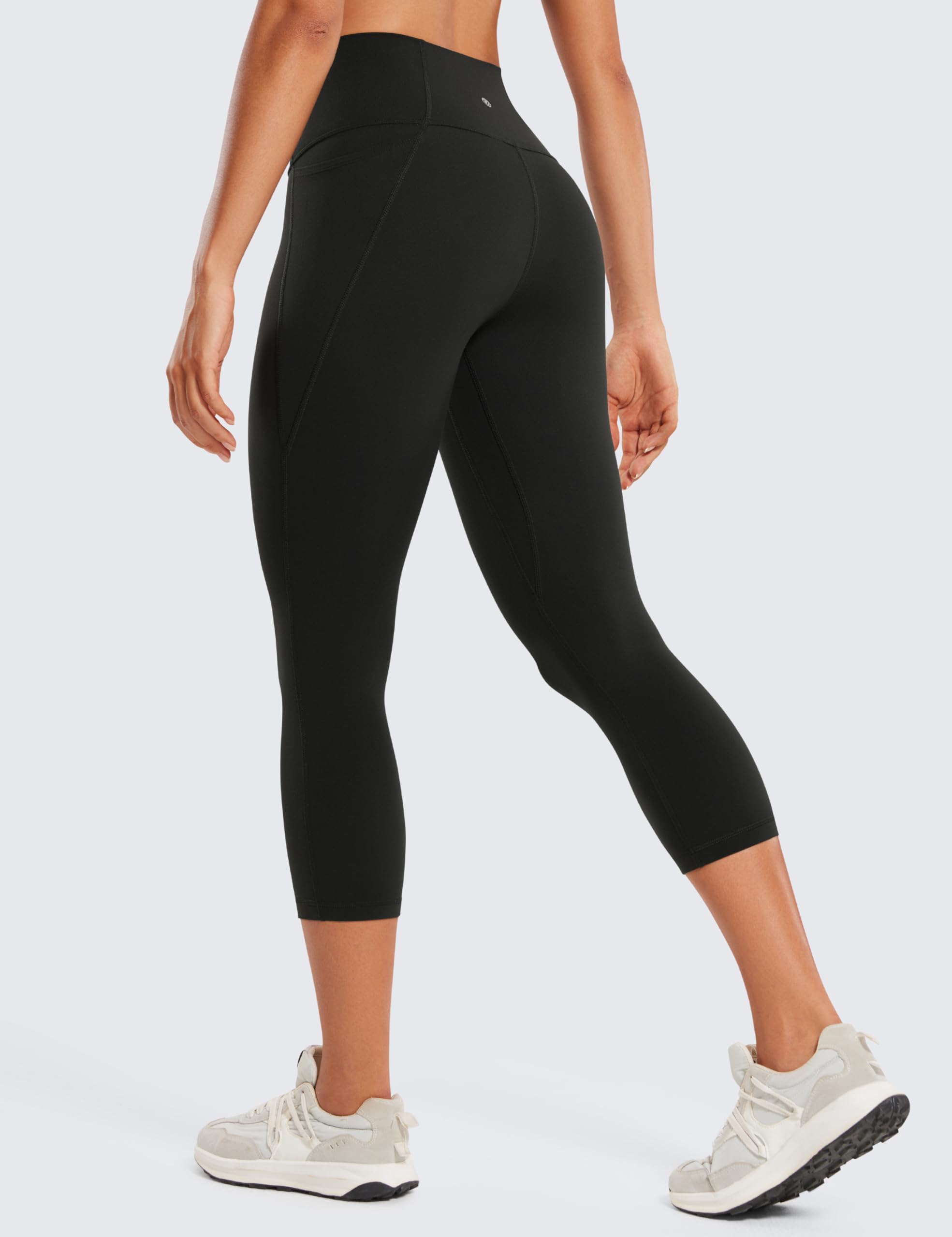 CRZ YOGA Butterluxe Workout Capri Leggings Pockets 21" - High Waisted Gym Athletic Womens Crop Yoga Black Large