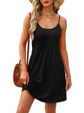 WEESO Black Summer Vacation Dresses for Women 2026 Sundresses Casual Spring Flowy Mini Graduation Dress Cruise Outfits Cute Resort Wear Western Fashion Clothes Bathing Cover Up Italian M