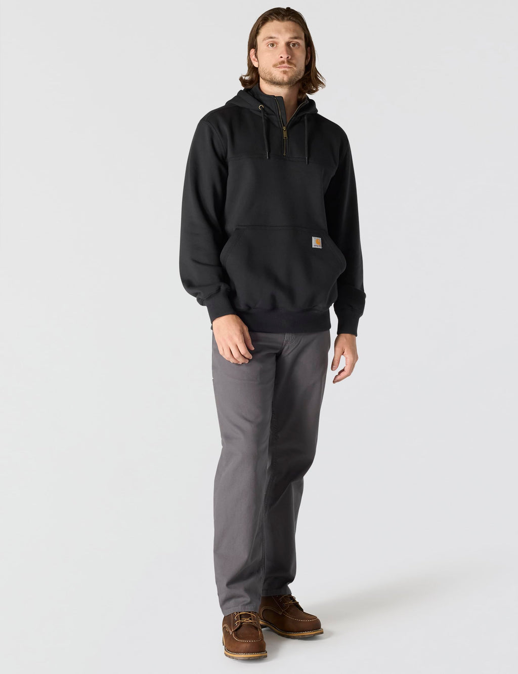 Carhartt Men's Rain Defender Paxton Heavyweight Hooded Zip Mock Neck Sweatshirt,Black,Large