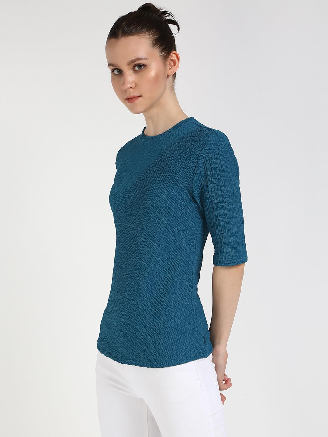 Calvin Klein Women's Textured Knit 3/4 Sleeve Top
