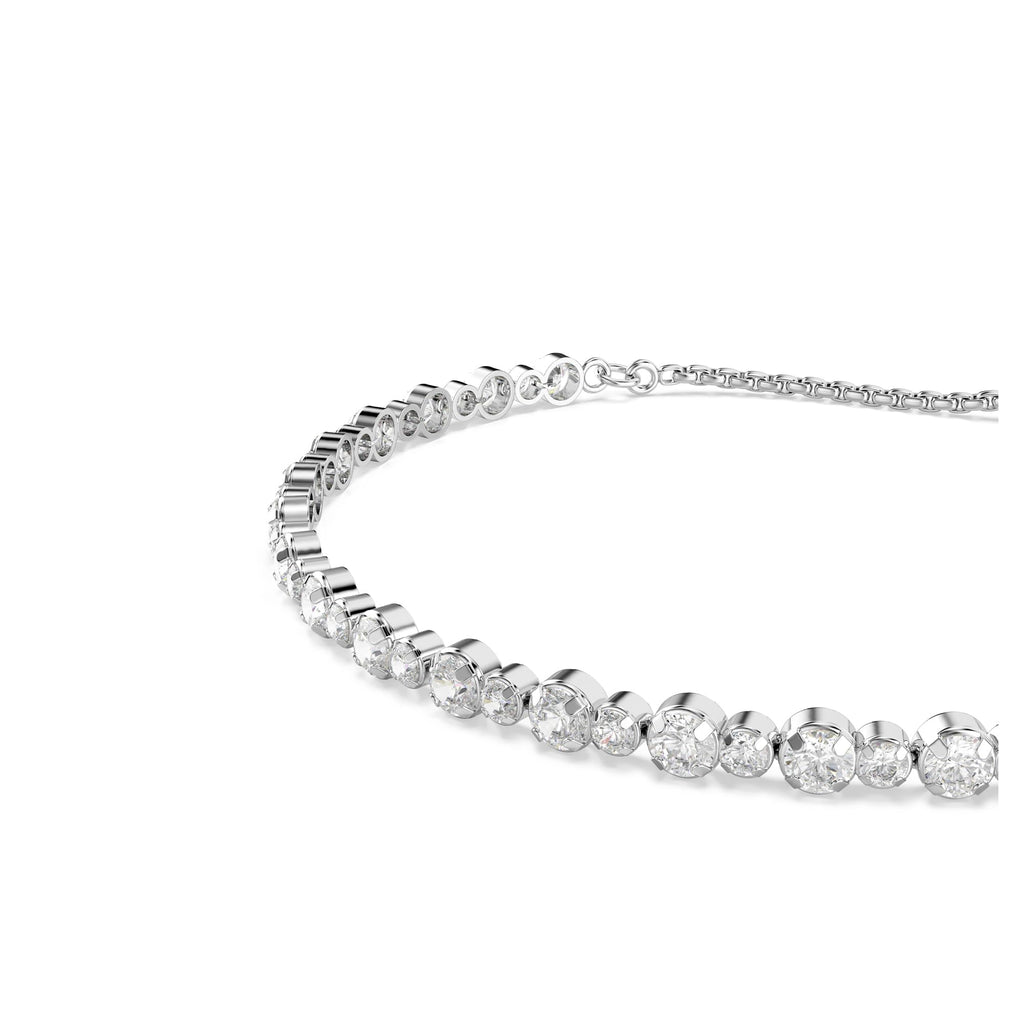 Swarovski Matrix Tennis bracelet, Mixed round cuts, clear, Rhodium finish
