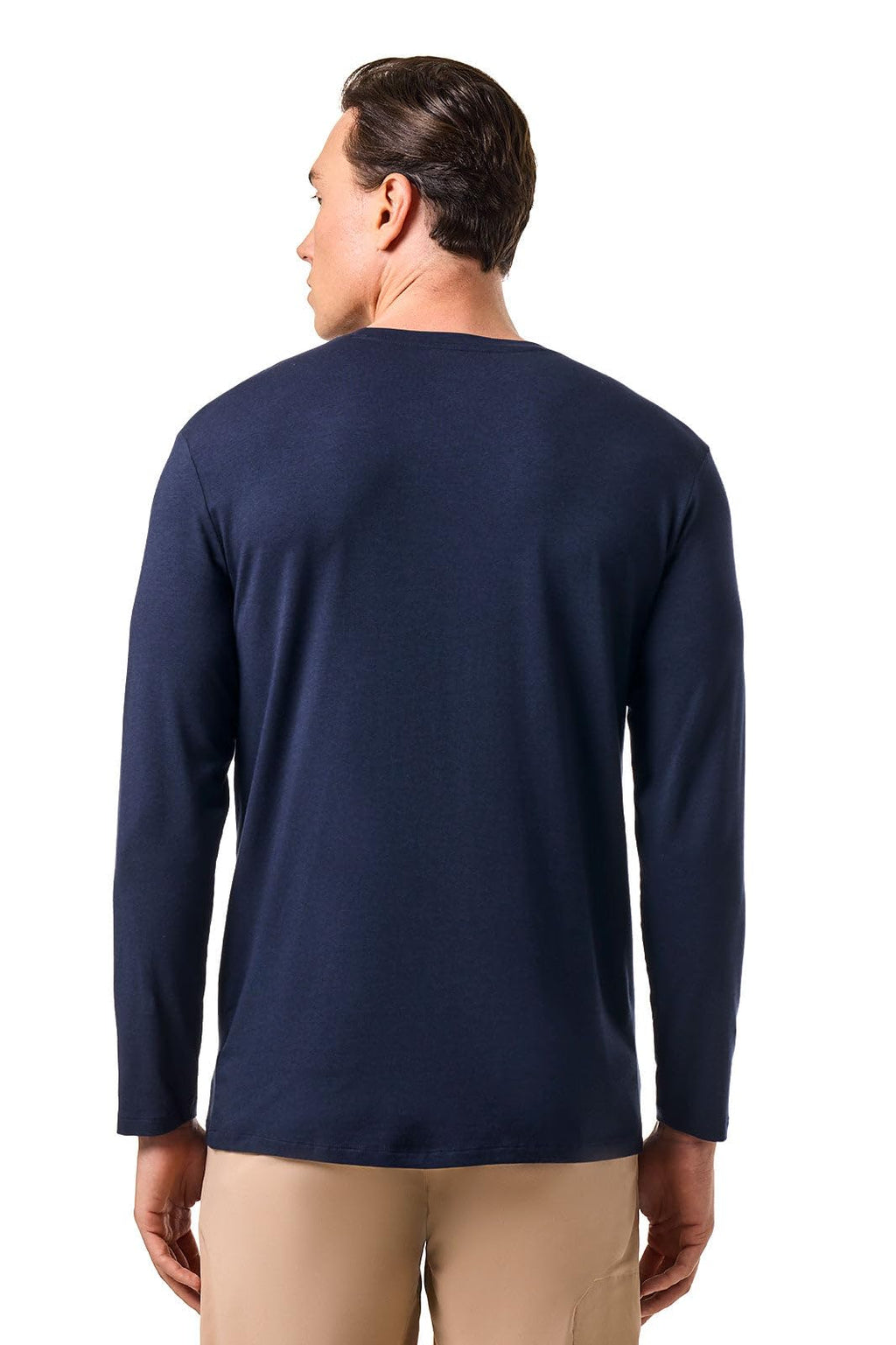 Coolibar UPF 50+ Men's Long Sleeve T-shirt - Sun Protective , Navy , Large