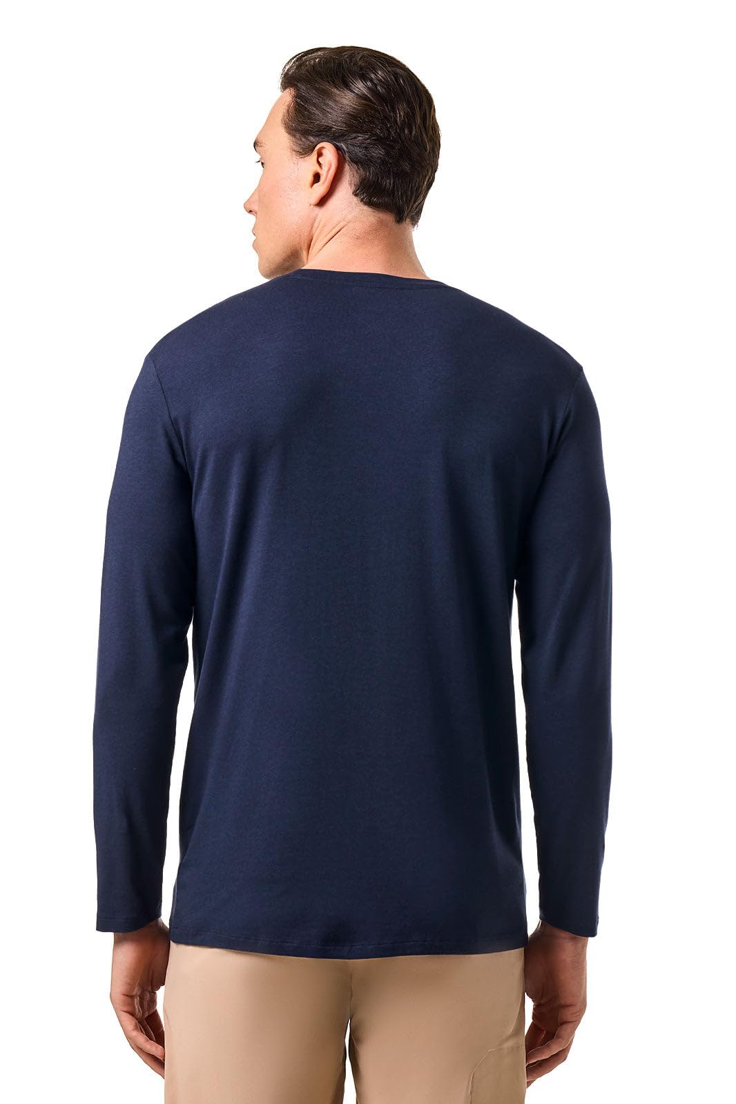 Coolibar UPF 50+ Men's Long Sleeve T-shirt - Sun Protective , Navy , Large