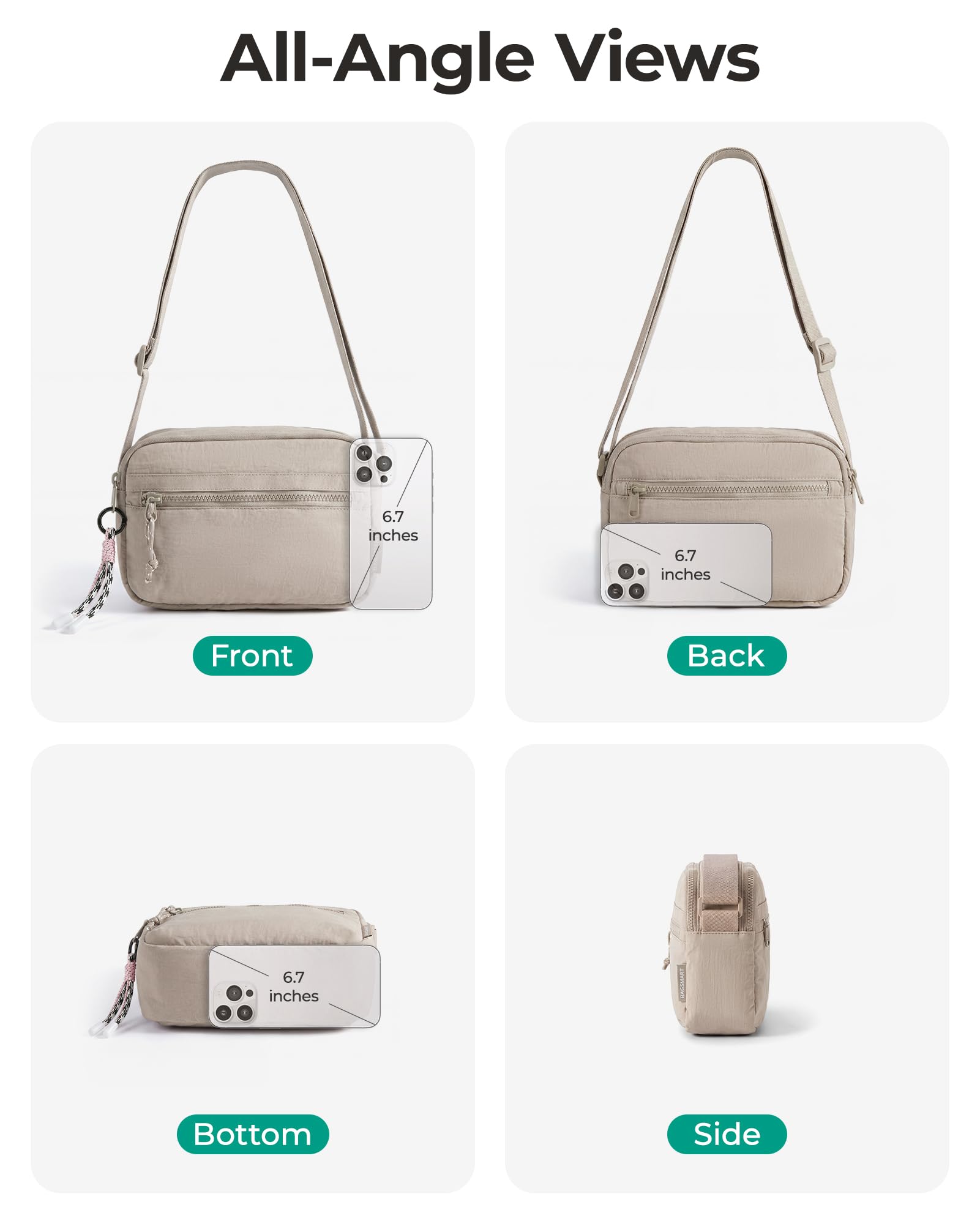 BAGSMART Cross Body Purse, Small Crossbody Bags for Women Travel Purse, Casual Shoulder Handbag Wallet, Camel