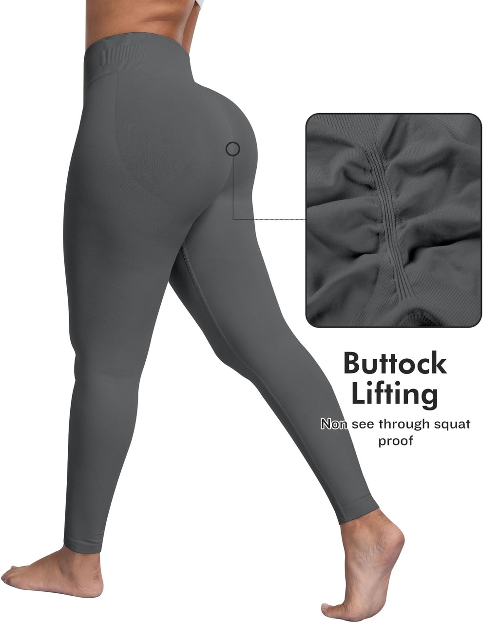 ATHVOTAR Workout Gym Leggings Women, High Waisted Seamless Butt Lifting Scrunch Butt Sports Leggings Black/Black/GrayNavy M