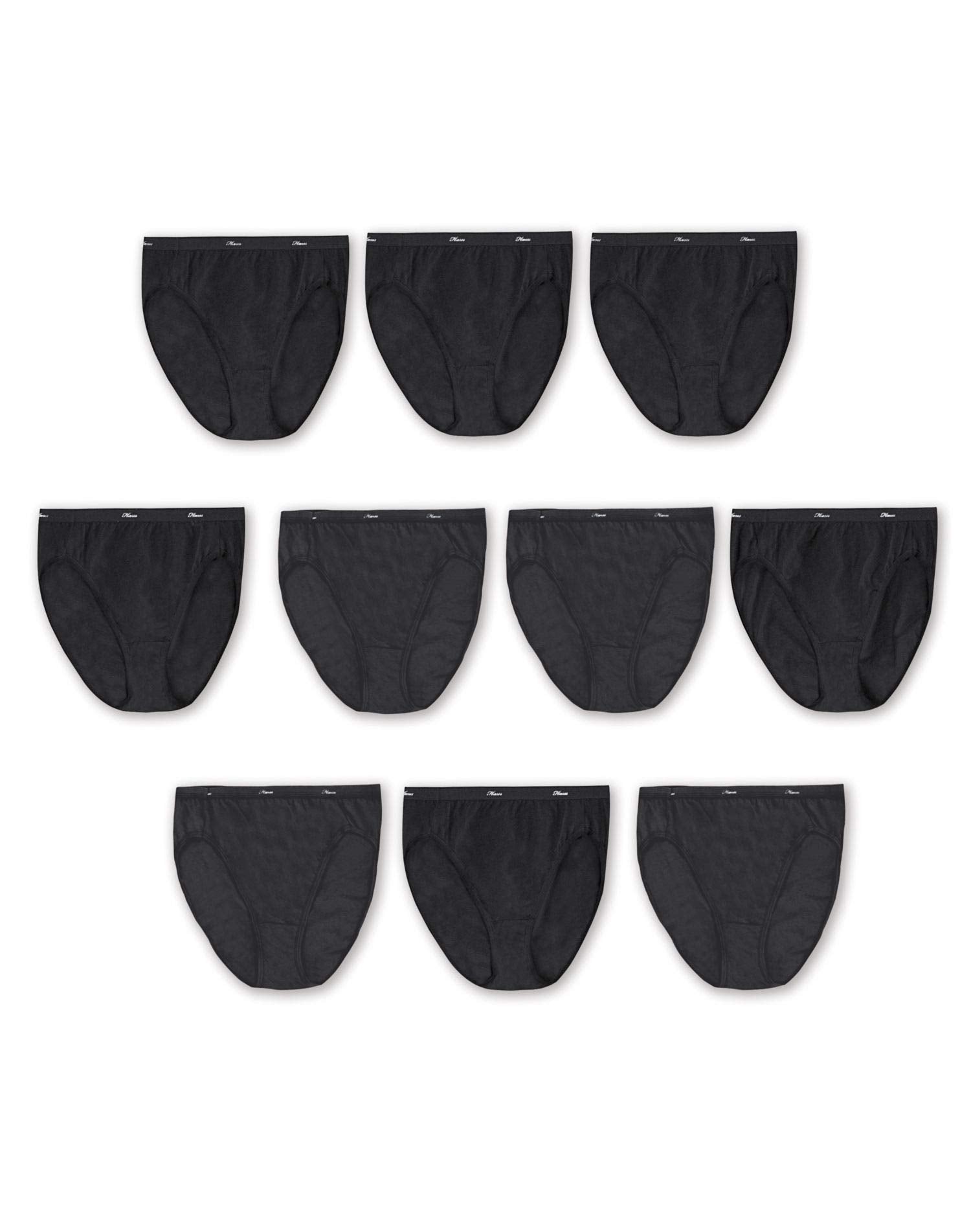 Hanes womens Cotton Brief Underwear, 10 Pack - Hi Cut Black, US