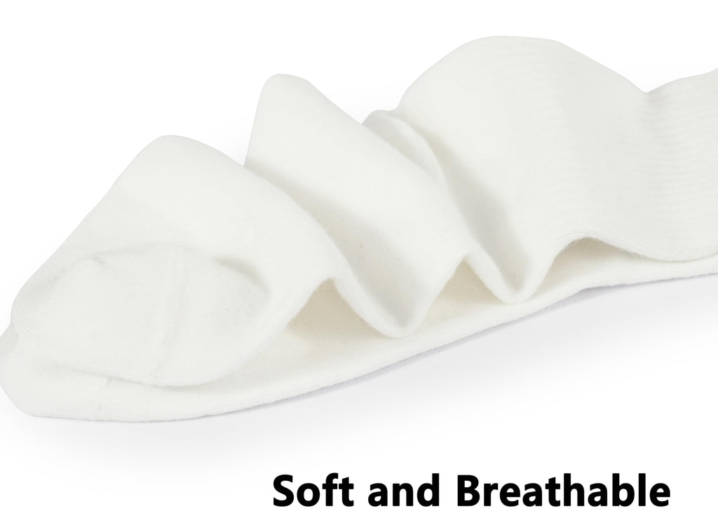 BomKinta Women Casual Calf Socks - Cute Cotton Crew Socks - Soft Above Ankle Sock Gifts 6 Pairs All White Size 5-10