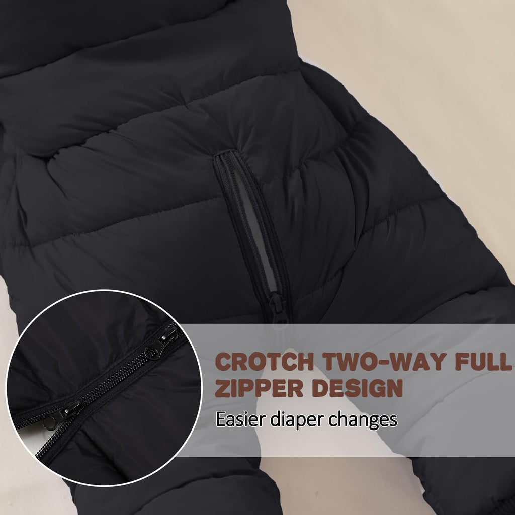 AiWMGL Baby Boys Girls Snowsuit 2T 3T Cute Toddler Infant Winter Clothes Suit Hooded Jumpsuit Romper Bear Outfit Infant Warm Coat Outwear Overcoat Black