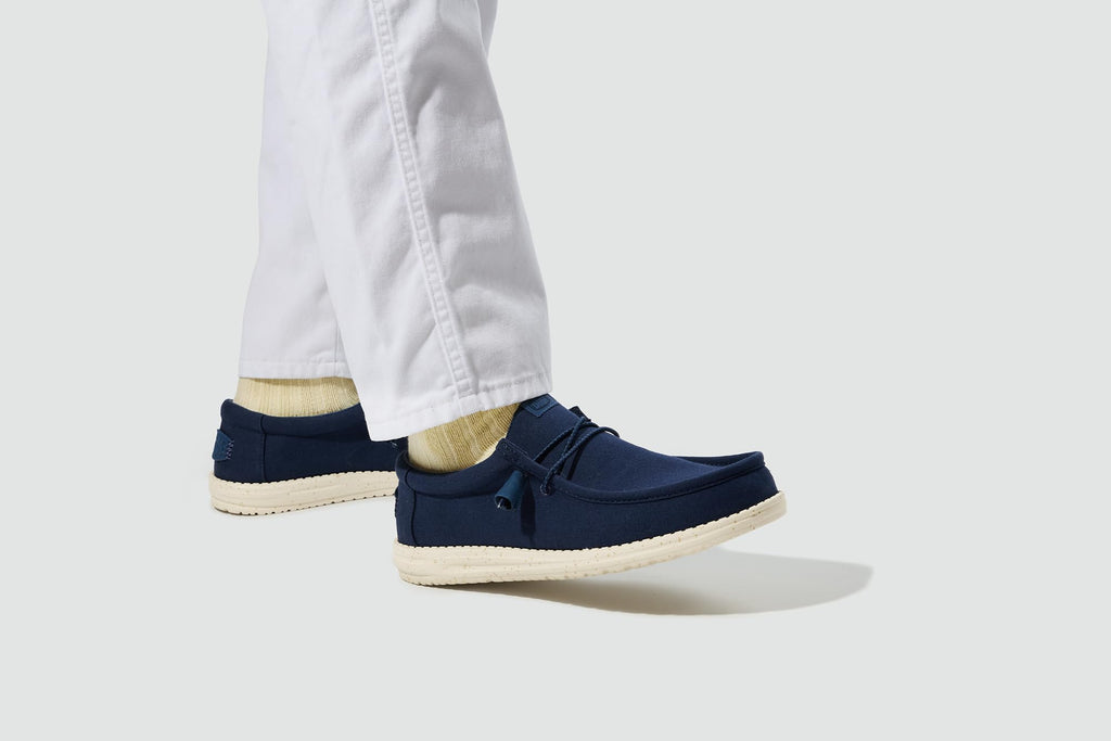 HEYDUDE Men's Wally Canvas Navy Size 11, Men’s Shoes, Slip-on Loafers, Comfortable & Light-Weight