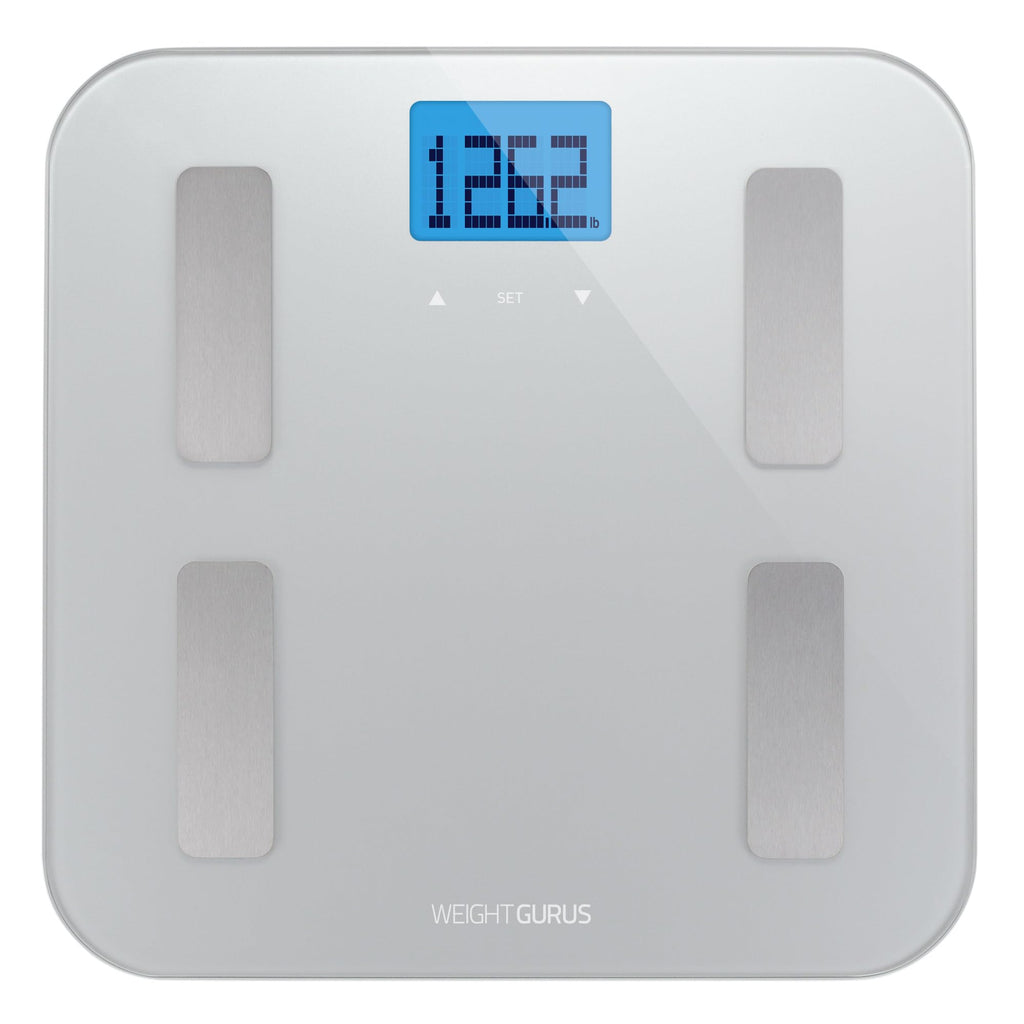 Weight Gurus Digital Body Fat Scale with Large Backlit LCD and Smartphone Tracking (Silver)