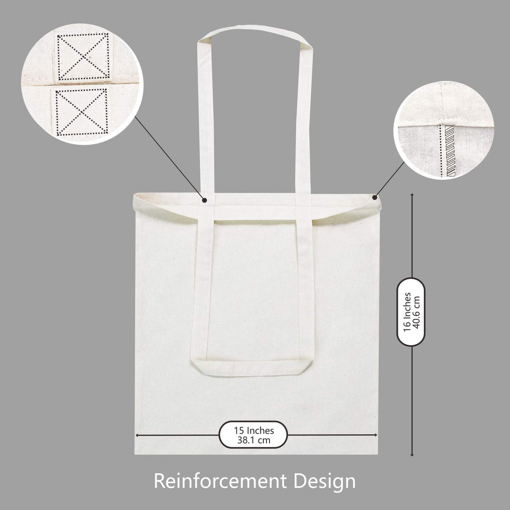 TOPDesign 24-Pack Economical 16"x15" Cotton Tote Bags, Lightweight Medium Reusable Grocery Shopping Cloth Bags, Suitable for DIY, Advertising, Promotion, Gift, Activity