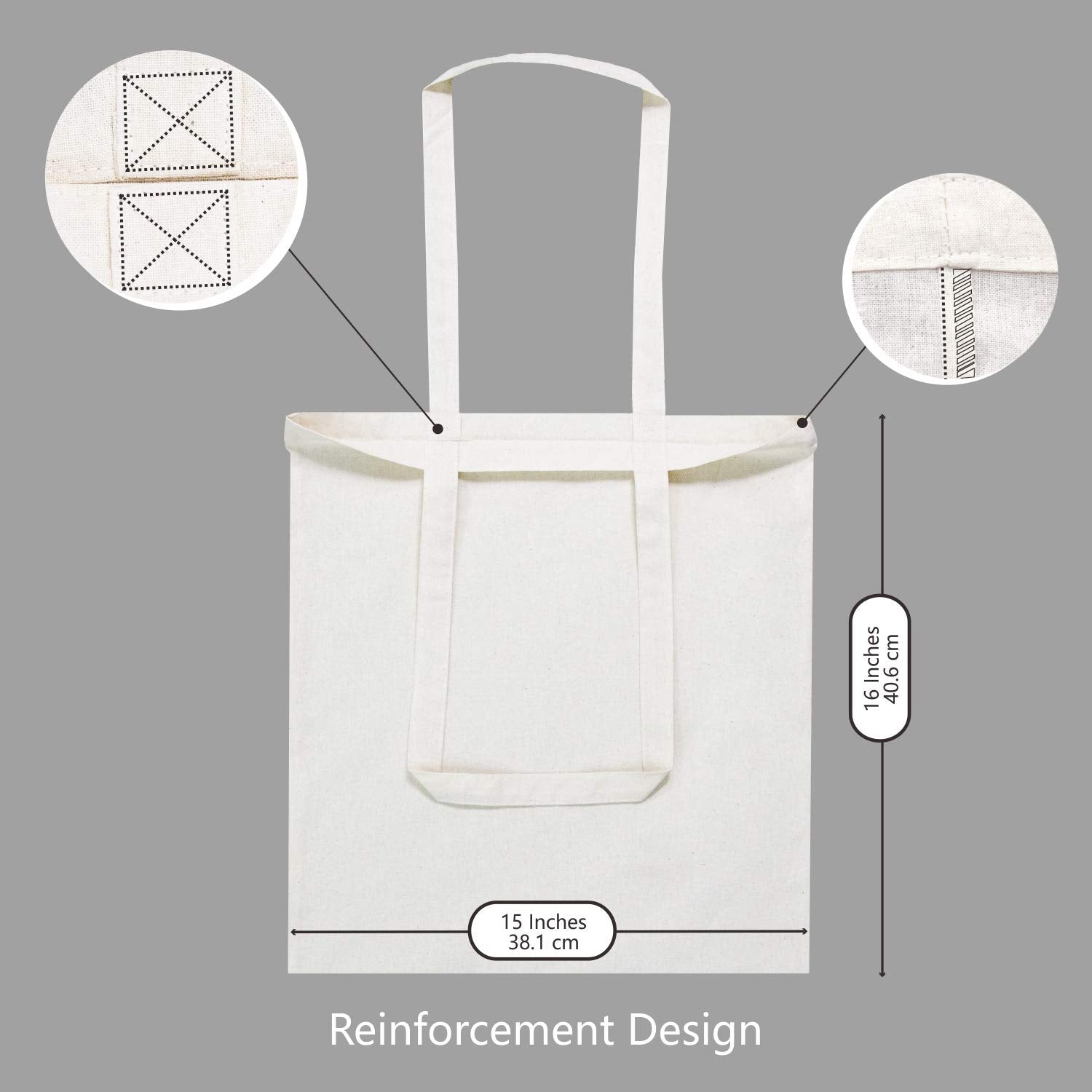 TOPDesign 24-Pack Economical 16"x15" Cotton Tote Bags, Lightweight Medium Reusable Grocery Shopping Cloth Bags, Suitable for DIY, Advertising, Promotion, Gift, Activity