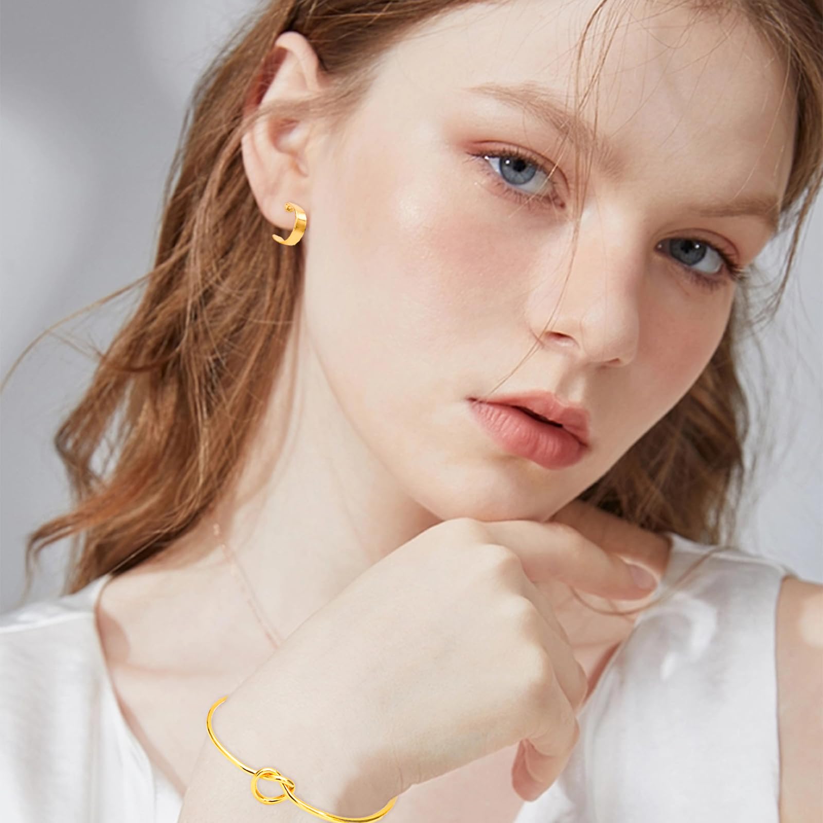 NEWITIN 49 Pieces Gold Jewelry Set for Women Fashion Costume Jewelry Gold Plated Necklace Bracelet Ring Earrings Set for Women