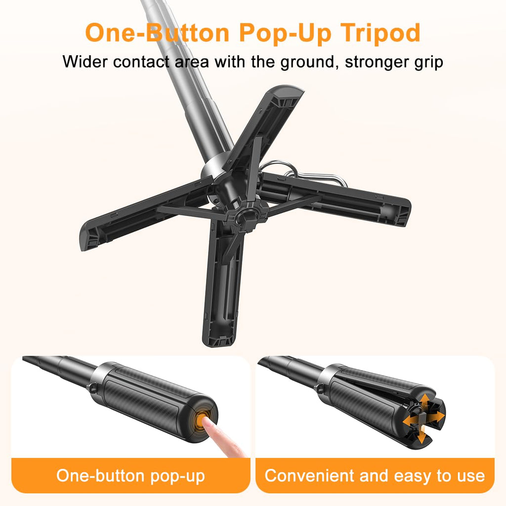 Upgrated 5-in-1 Magnetic Selfie Stick with Remote for Cell Phone 360° Rotation.Can Transforms into Mini Tripod/Camera Grip/Handheld Stabilizer/Phone Stand.Extend to 25 inches