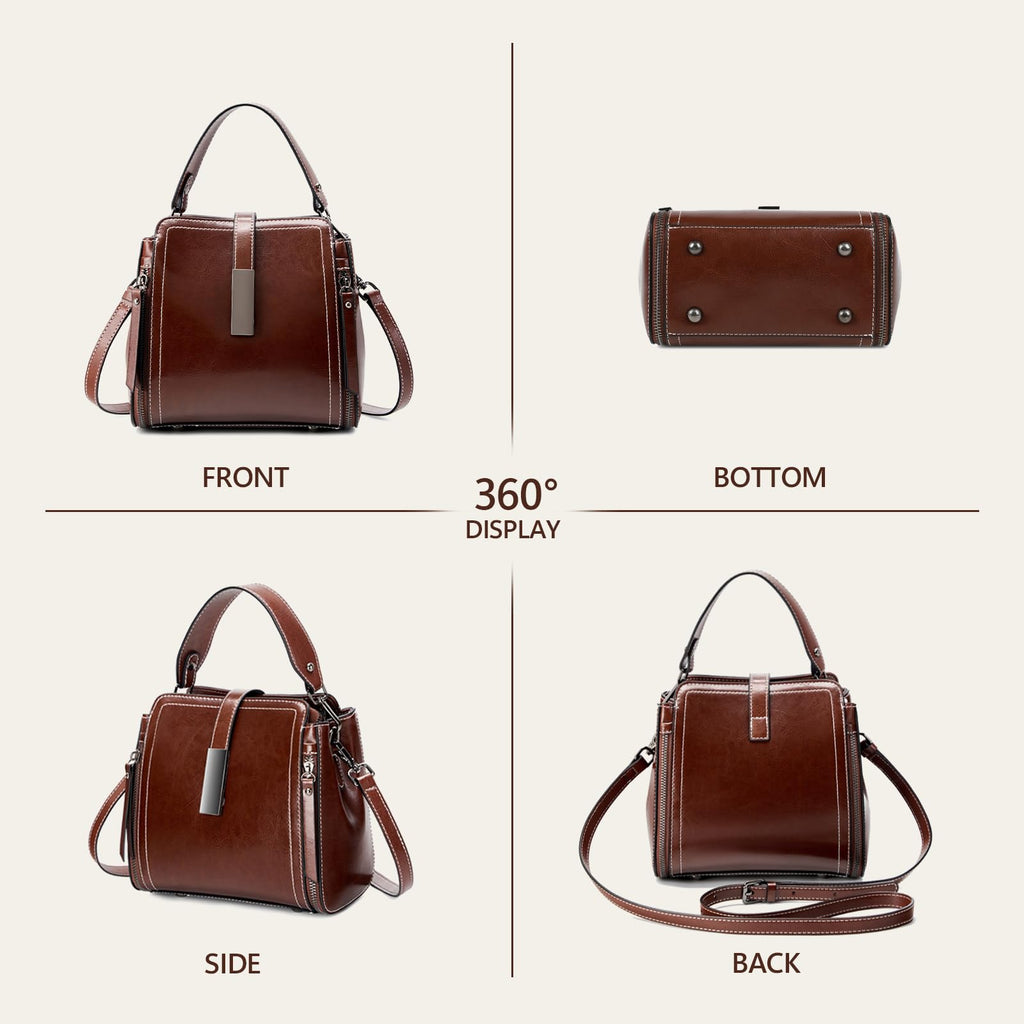 MoreFarther Genuine Leather Crossbody Bags for Women, Designer Leather Purses Bucket Shoulder Bag with Adjustable Straps (Caramel)