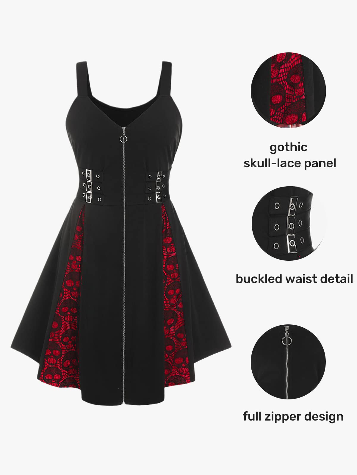 ROSE GAL Womens Plus Size Dresses Sleeveless Wrap V-Neck Gothic Vintage 50S Spaghtti Strap Swing Cocktail Rockabilly Weeding Party Maxi Dress(Black_6/2X)