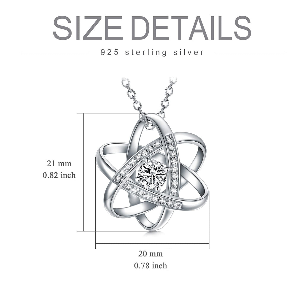 Natural Diamond Celtic Love Knot Necklace for Women,Endless Flower Pendant Necklace Set with 5mm Moissanite 925 Sterling Silver Jewelry Anniversary Valentine's Day Birthday Gifts for Her 18"-20"