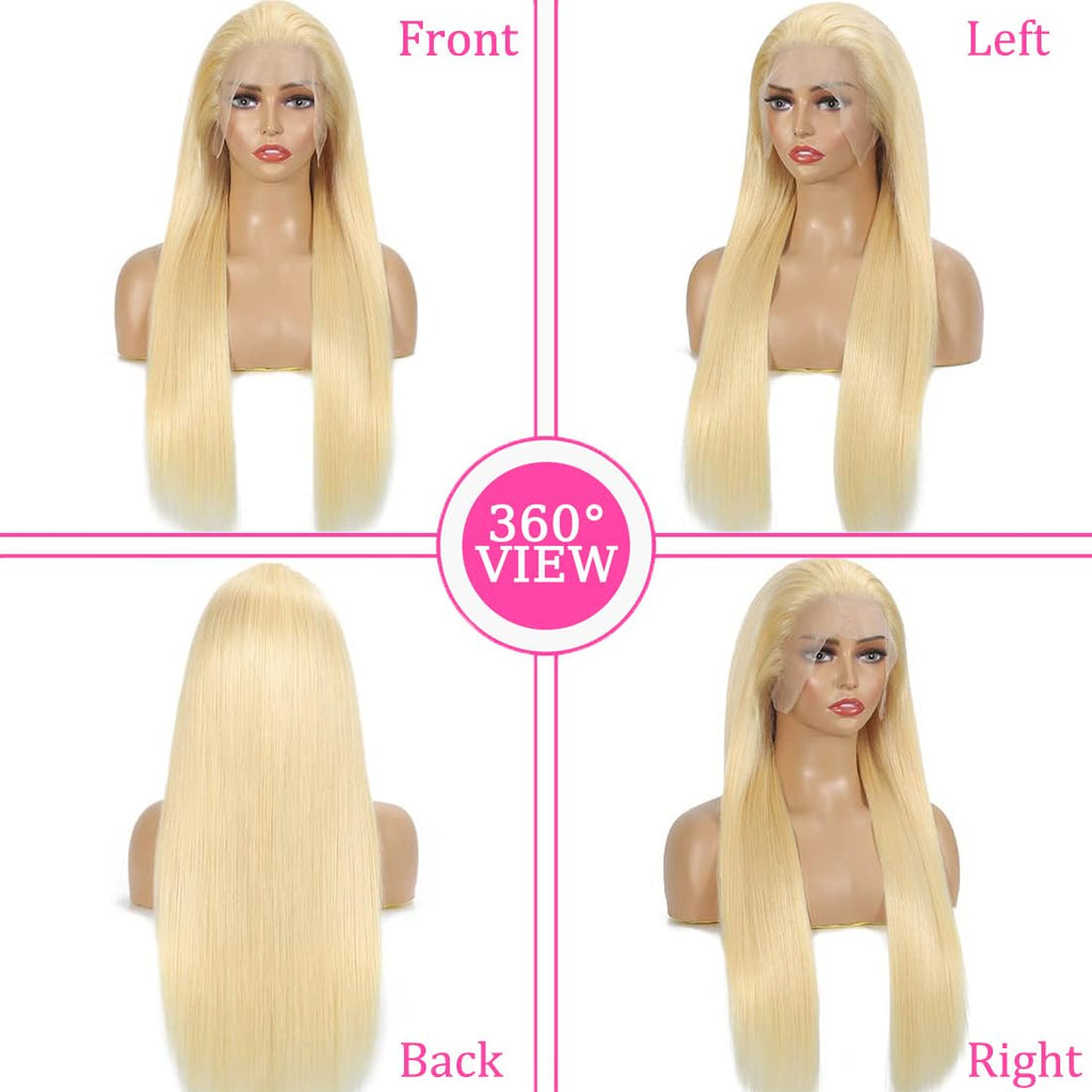 LETMIEO 30 Inch 613 Lace Front Wig Human Hair Blonde 13X6 HD Transparent Lace Front Wigs Human Hair 180% Density Blonde Glueless Wigs 613 HD Straight Lace Frontal Wig Pre Plucked